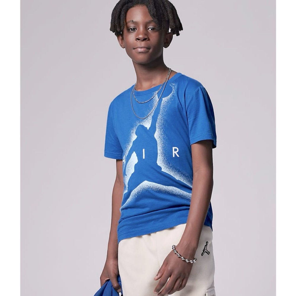 Jordan Boy's Flight Essentials Jumpman Tee True Blue MD 10-12 yo ❤️❤️ NWT ❤️❤️
